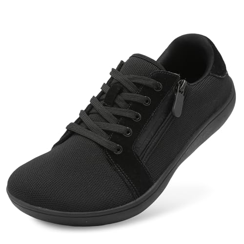 SKASO Walking Shoes Women Barefoot Shoes Wide Toe Comfortable Minimalist Shoes Zero Drop for Casual Office Driving Black Size 8 Wide