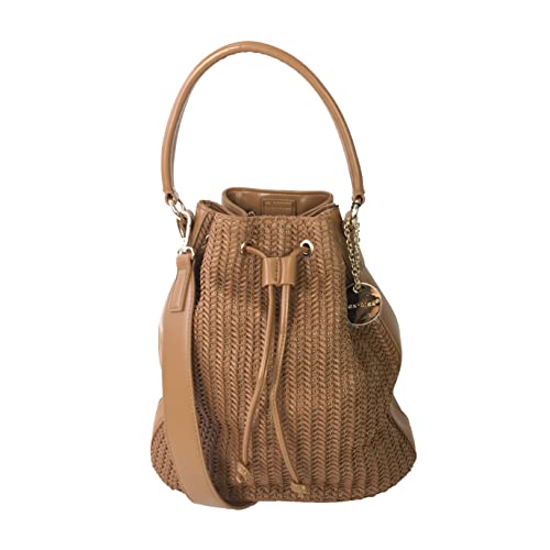 Alex Max Haper Woven Vegan Leather Drawstring Bucket Bag Crossbody