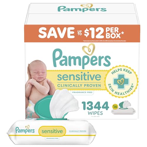 Pampers Baby Wipes, Sensitive, Water Based Wipe, Clinically Proven, Hypoallergenic,