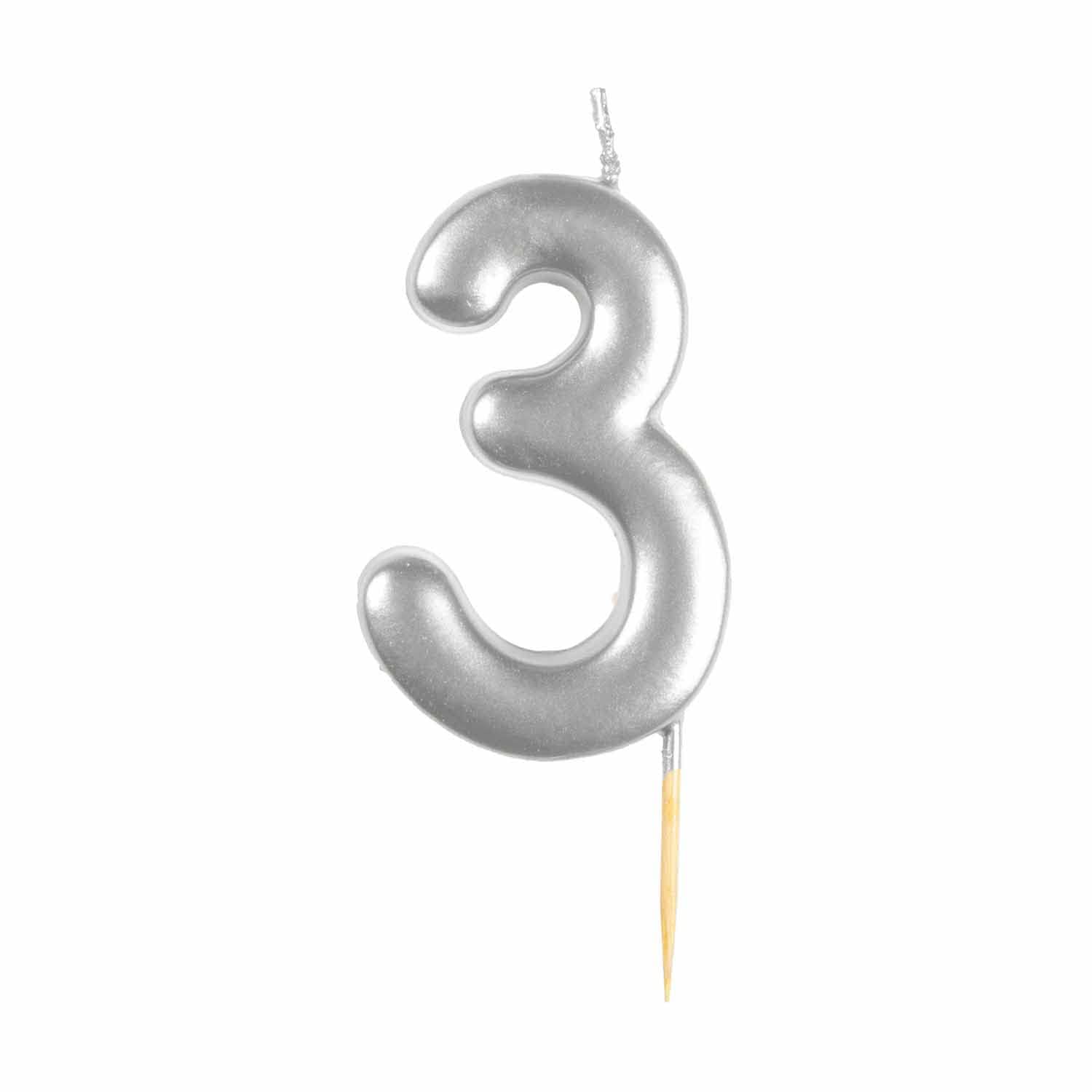 Amscan 9911817 - Metallic Silver Number 3 Cake Candle