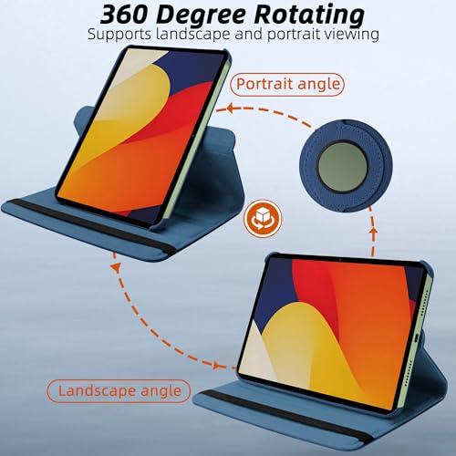 Image of TGK 360 Degree Rotating Flip Cover Case for Moto Pad 60 Pro 12.7 inch 2025 Release Tablet (Dark Blue)