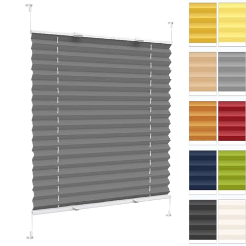 Plissee Klemmfix Ohne Bohren 48 x 85 cm, Sonnenschutz Easyfix Lichtdurchlässig, Plissees Rollo Easyfix Plisseerollo, Klemmfix Plissee Ohne Bohren, für Fenster & Tür, Grau