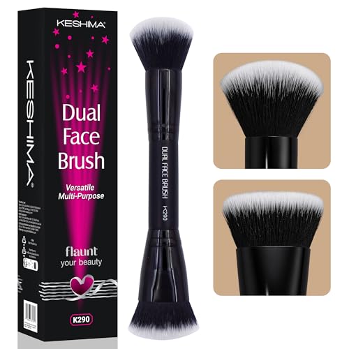 Keshima Dual-Ended Blush, Bronzer &amp; Contour Brush - Liquid &amp; Powder (Black)