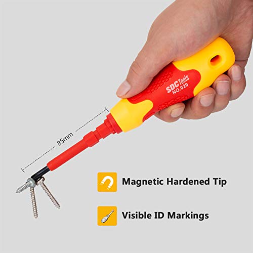 SDC Magnetic Screwdriver Set, Insulated Multi Screw Driver Kit, with 14 Ultra-Strong Interchangeable Tips (3 Phillips, 3 Slotted, 4 Torx, 2 Square, 2 Hex)