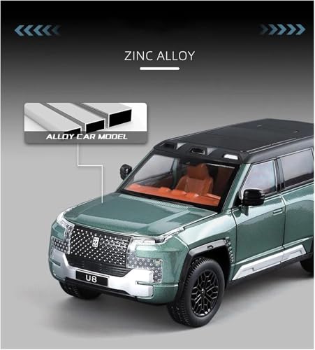 Image of WORSHIPER 1:32 Scale BYD U8 Diecast SUV Car Model � Pull Back Alloy Toy Car with Lights & Sound, Openable Doors � Metal Simulation Car for Kids & Collectors [Multicolour]