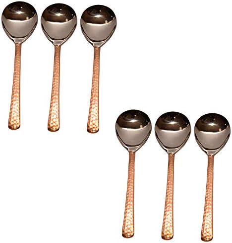 Copper Steel Spoon Serving Hammered Design Home Kitchen Wedding Serveware Gift