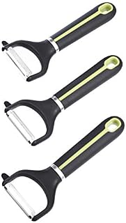 Amazon Basics 3-Piece Y-Peeler Set, Soft Grip Handle, Grey and Green