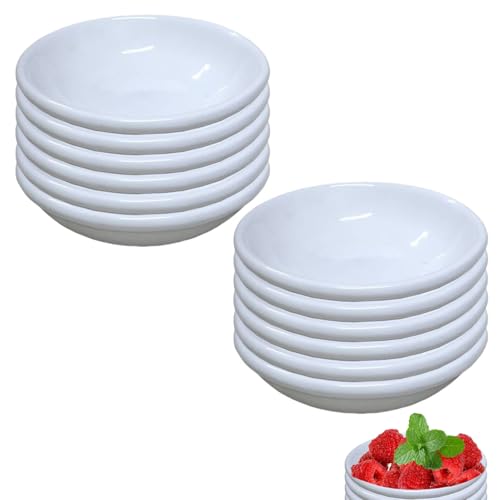 ZXJLWR 12 St&uuml;ck Runde Dipschalen, 7cm Wei&szlig;e Sch&auml;lchen f&uuml;r Saucen und Sojasauce - Kleine Langlebige Porzellanschalen