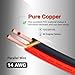 TMH 2pin 2 Color Red Black Cable 20FT - 14 AWG Hookup Electrical LED Strips Extension Wire 15A 12V/24V, 2 Conductor Parallel Strips Extension Wire for Ribbon Lamp Tape Lighting (1 Pcs)