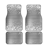 Glittery Silver Foil A Set of Four Printed Car Floor Mats, Including Front and Rear Carpet Floor Mats, Car and Truck Accessories