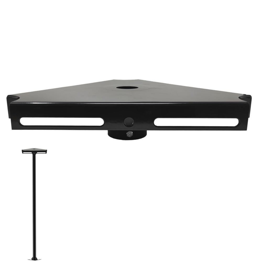 Soporte de Columna para 1, 2 o 3 Focos LED Exterior, Sujeción para Reflectores o Proyectores LED en Farola, fabricado en acero, ideal para iluminar grandes áreas (27CM)