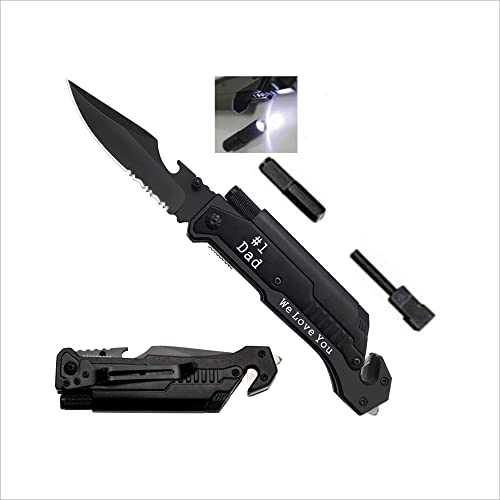 Personalized Knives Engraved Custom Pocket Rescue Knife, Folding, Hunting Knife With Led Light, Belt Cutter ,Window Break