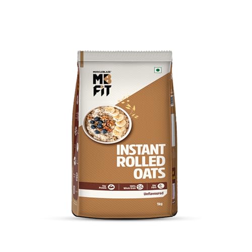 Image of MuscleBlaze Instant Oats, Unflavoured, 1kg | 12g Protein | 100% Rolled Oats | Breakfast Cereals for Weight Management