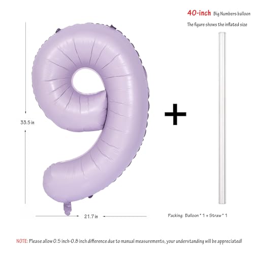 40 In Matte Purple Number Balloons Helium Foil Mylar Balloon Digital 9 by CHANGZHONG - Used condition - Image 2
