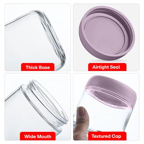 Image of Rioware Storage Glass Jar, Set of 6, 350 ml Each, Transparent, BPA Free, Storage Jar, Kitchen Organizer Modular, Multipurpose Cookies Jar,Purple