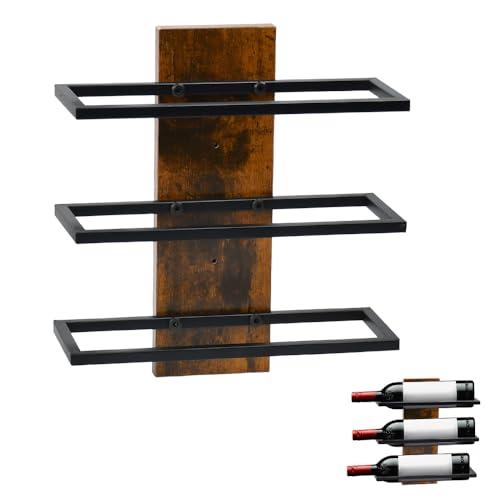 Zuxbolf Portabottiglie da Parete per 3 Bottiglie di Vino,Mensola per Bottiglie da Muro,Cantinetta da Parete per Angolo Bar per Cucina, Sala da Pranzo e Cantina