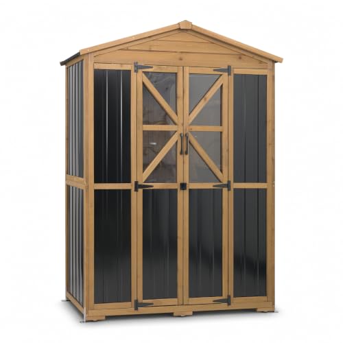 Image of Outdoor Storage Cabinet, Weatherproof Garden Shed with 6 Shelves for Tools