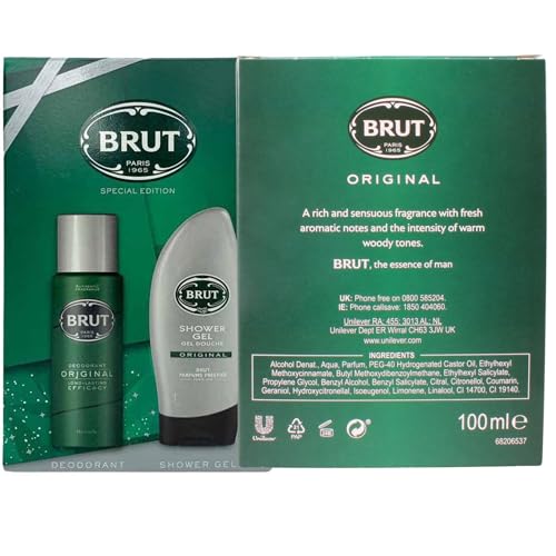 Deluxio Gifts Men Fragrance Bundle with Brut Deodorant 200ml and Shower Gel 250ml Original Set with Splash on Lotion Original Fragrance 200ml in a Gift Bag - Image 8