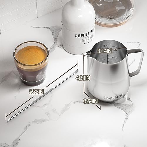 Milk Frothing Pitcher Steamer Cup Foam Making-Suitable for Cafe Americano- Hot Chocolate-Stainless Steel 350ml(12oz) for Drip Coffee Machines for Espresso Machines