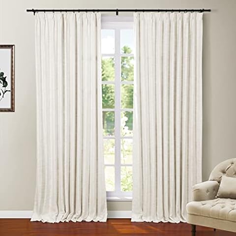TWOPAGES Off White Linen Blend Blackout Curtain Cover