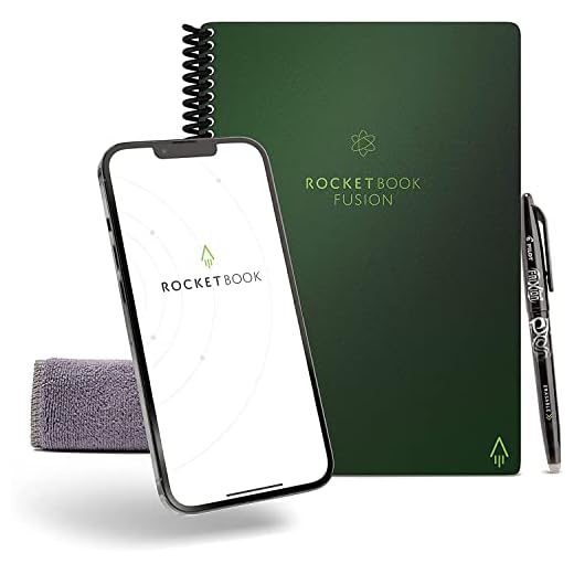 Rocketbook Fusion Quaderno Appunti Digitale - Riutilizzabile Taccuino Digitali A5 Verde A Spirale Agenda Giornaliera, Planner Settimanale, Penna Cancellabile Pilot Frixion Inclusi, Gadget Tecnologici