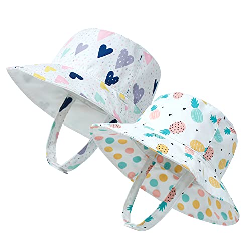 Image of LAPI.ZAPI Baby Sun Hat Print Pattern Reversible Kids Boy Girls hat UPF 50+ Sun Protection Beach Bucket Hat Wide Brim