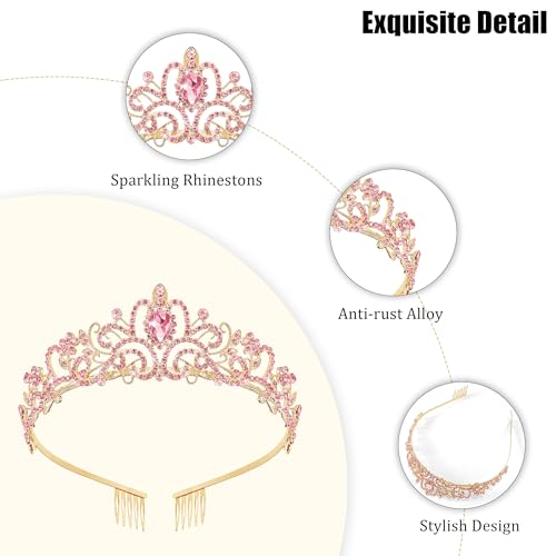 Corona de diosa para boda con diamantes de imitación blancos 4