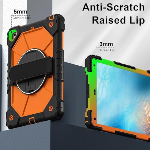 Coque iPad 6 2018 antichoc orange protège contre les chutes avec sangle et support