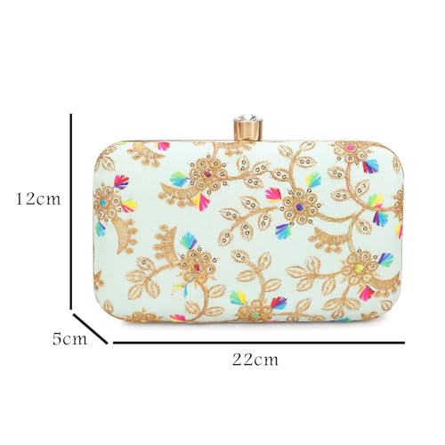 Image of LONGING TO BUY Hand Crafted Designer Box Clutch - Zari Embroidery For Women