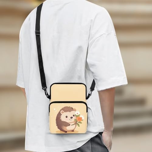 ZOUTAIRONG Hedgehog Messenger Bag for Kids with Portable Hand Crossbody Bag with Ajustable Strap for Youth Small Purse Small Shoulder Cellphone Purse black bag3