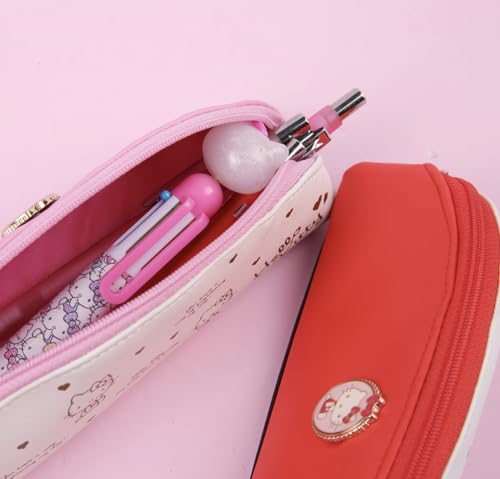 Image of Bandal & Neoul KITTY's Officially Licensed Gold Rimmed Pencil Pouch - 2 Colors (Kitty pink)