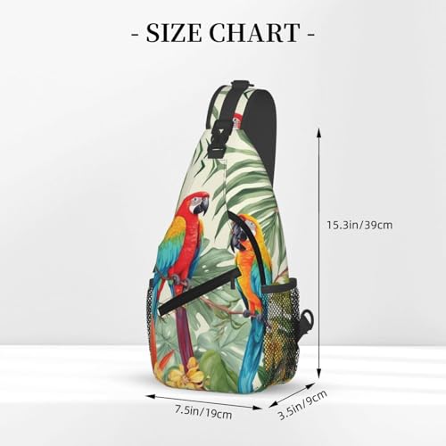 Mochila tipo sling con diseño tropical para uso diario miniatura 2