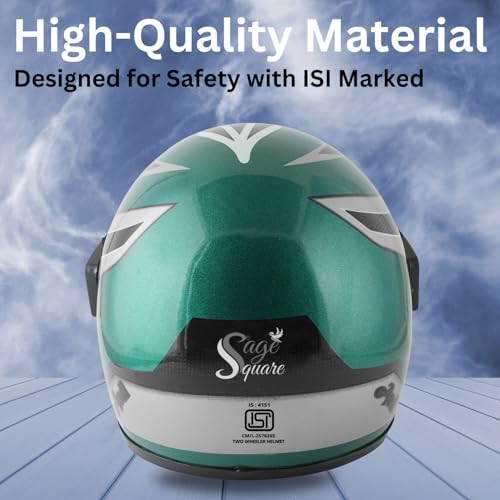 Image of Sage Square Audi Kimi Full Face Helmet | ISI Certified | Clear Visor | Ultra Comfort Inner Padding Extra Comfort & Stylish