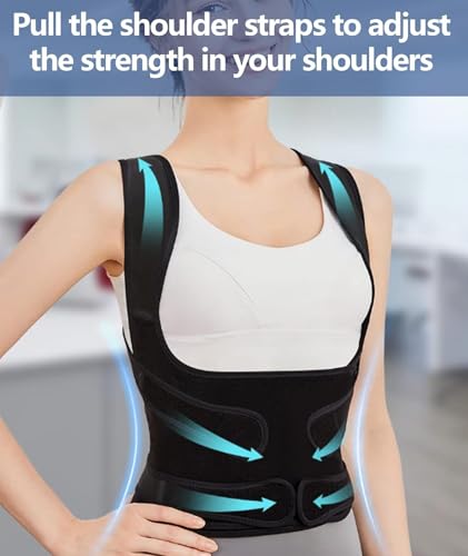 Image of Posture Corrector Belt for Men, 2-Piece Set Back Pain Relief Belt, Posture Corrector for Women, Adjustable Back Posture Corrector Unisex Shoulder Support