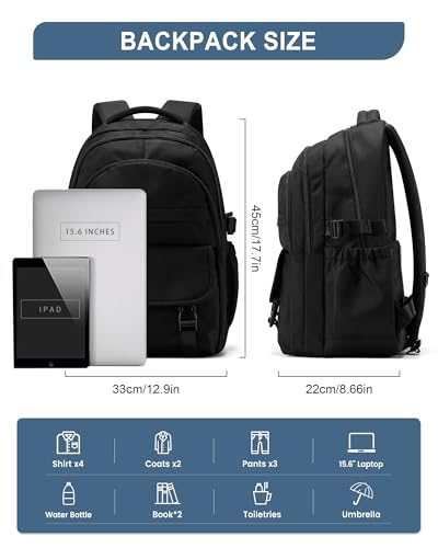 Black Waterproof Aesthetic Backpack For School, Cute High School Bookbag For Teen Girls Boys, Lightweight Casual Daypack Backpack For Women Men, College Backpack With Lots Of Pockets3