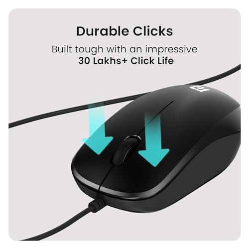 Portronics Toad 102 Wired Mouse with 3 Buttons, Clickable Scroll Wheel, High-Precision 1200 DPI Optical Sensor, 1.5m Long Cable, Ergonomic... - Image 3