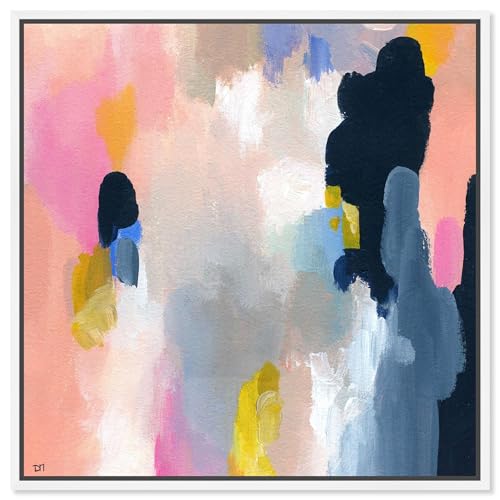 The Oliver Gal Artist Co. Abstract Wall Art Canvas Prints 'Happy Thoughts' Paint Home Décor, 30x30, White Frame