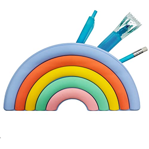 Coleset Estuche Escolar Arco Iris Silicona Material Escolar Kawaii Primaria Set Vuelta al Cole Kit Escolar Infantil Lote Materiales Escolares Colegio Papeleria Bonito Utiles Escolares Barato Cover