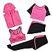 GYUANLAI Costume De Yoga pour Femmes 5 Pièces, Costumes De Sport Ensemble De Vêtements De Sport Survêtements De Sport Vêtements De Sport Fitness Course Jogging Entraînement Survêtement 5 Pièces,Rose,L