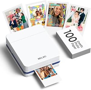 Nelko PP01 2x3 Portable Photo Printer with 100 Sheets, White