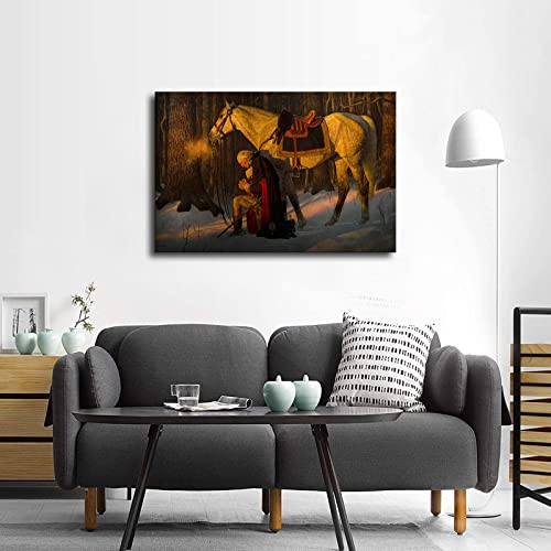George Washington The Prayer At Valley Forge Classical Poster Canvas Pictures Print Wall Art For Living Room Bedroom Decor (Framed,24X36Inch) #TOP2