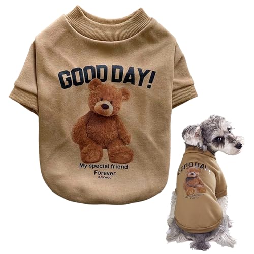 犬服 スウェットトレーナー 犬 猫 ペット服 可愛い クマ Tシャツ ドッグウェア 柔らかい 防寒 暖かい コスプレ コスチューム 犬服 猫服 通気性 脱毛保護 仮装 変身服 記念撮影 お出かけ お散歩 猫 小型犬 中型犬 ペット用品 春 秋 冬 (カーキ, L:3.5-4.5kg)