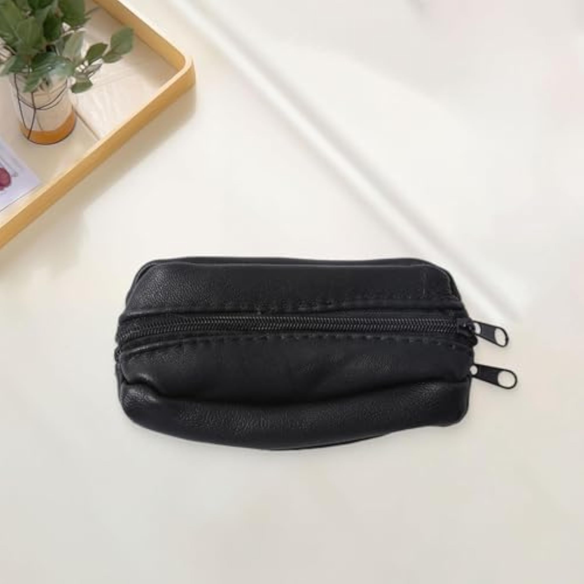 Coin Case Wallet PU Leather Multifunctional Soft, Black