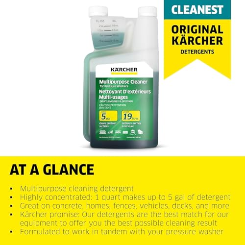 Kärcher Multi Purpose Pressure Washer Detergent, Removes Dirt and Grime from Fences, Siding, Patios, Driveways, Sidewalks, Concrete and More, Highly Concentrated, 1 Quart - Thumbnail 2