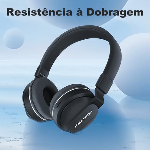 H'MASTON Fone de Ouvido Bluetooth 5.3 Headset Sem Fio Headphone Gamer com Fio e Microfone com Cance