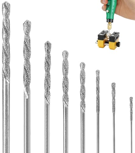TAKONE 8 Stück Diamantbohrer Set - 0.8mm bis 3.0mm Diamant Bohrer & Steinbohrer für Glas, Fliesen, Metall, Muscheln, Jade, Perlen & Schmuckherstellung