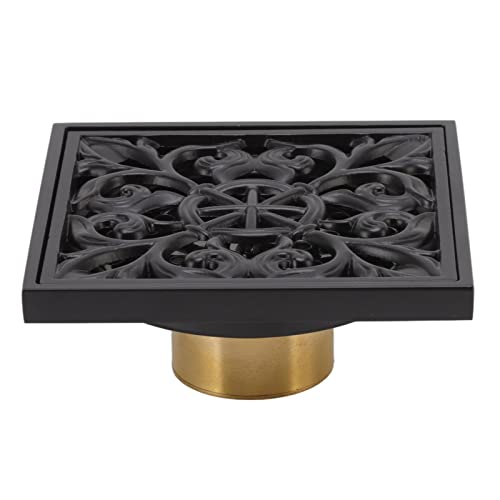 Desagüe De Piso con Filtro Y Cubierta, Desagüe De Ducha Negro Cuadrado De Acero Inoxidable Desagüe De Rejilla De Desagüe Cuadrado Parte De Drenaje De Puerta para Inodoro De Baño