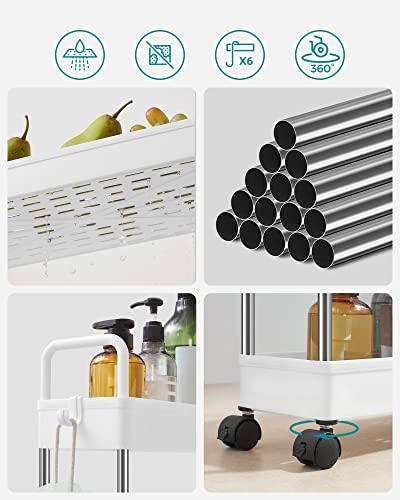 SONGMICS KSC018W01 - Carrello da cucina con ruote, 40 x 13,5 x 93 cm, colore: Bianco - Immagine 3