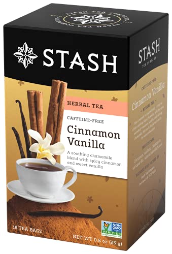 Image of Stash Tea Cinnamon Vanilla Herbal Tea - Caffeine Free, Non-GMO Project Verified Premium Tea with No Artificial Ingredients, 18 Count (Pack of 6) - 108 Bags Total