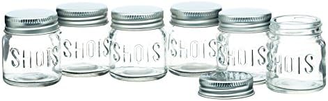 BarCraft Jar Shot Glasses with Lids, Set of 6, 60ml, Mini Glass Jars